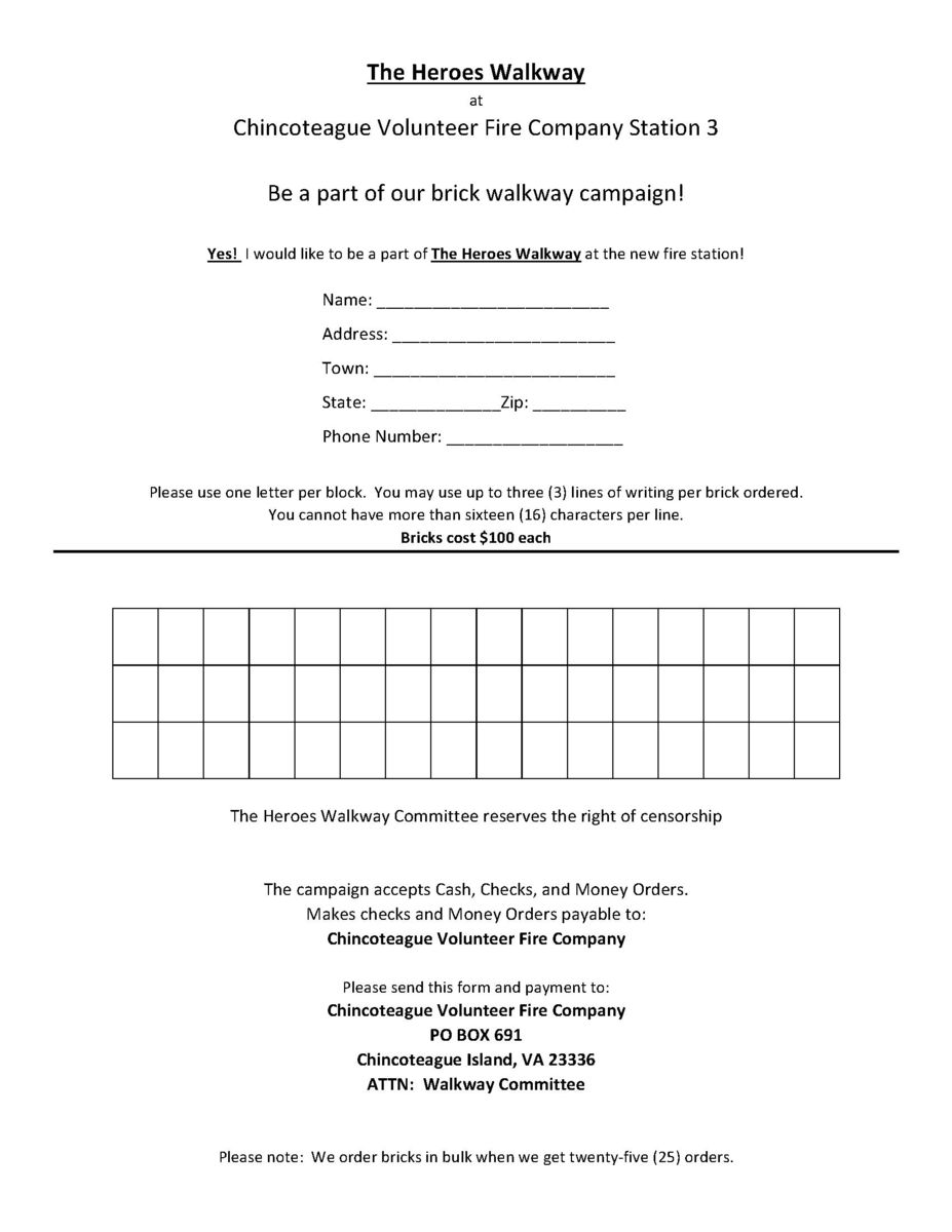 Chincoteague Volunteer Fire Heroes Walkway Campaign